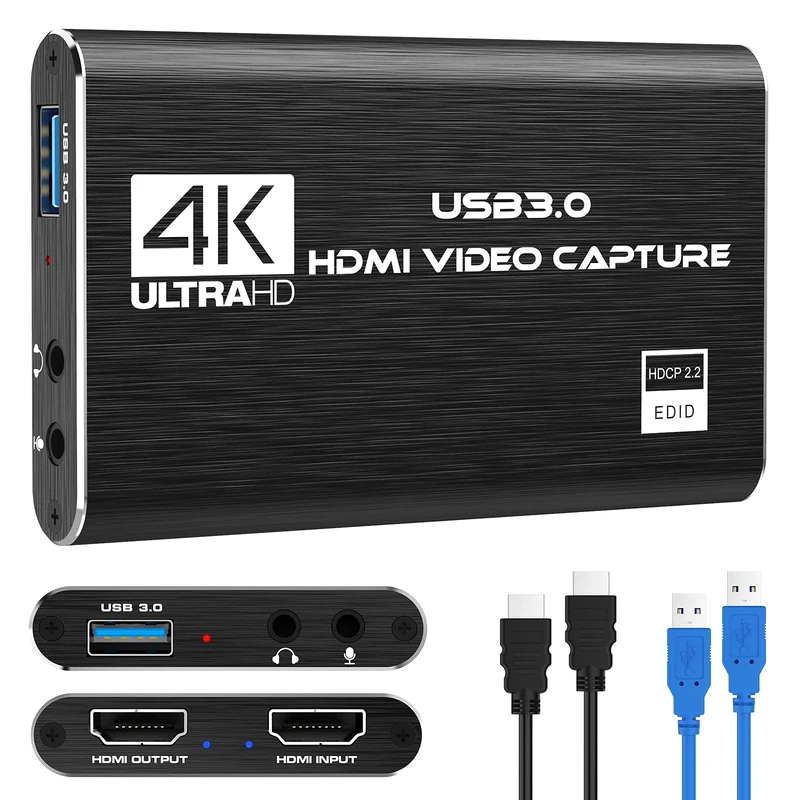 Rybozen 4K Audio Video Capture Card, HDMI USB 3.0 Video Capture Device, Full HD 1080P for Game Recording, Live Streaming Broadcasting