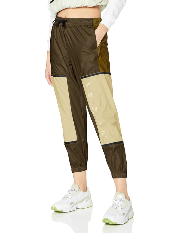 Nike W NSW Pant Wvn Archive RMX, Women's Sports Trousers, Olive Flak/Tea Tree Mist/White, S