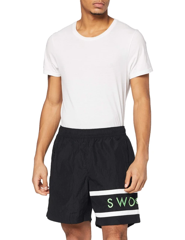 Nike Nsw Swoosh Shorts Black/White/Green Nebula/Ember XS