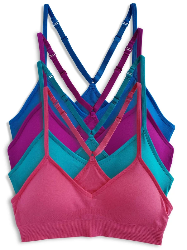 Kalon Women's 4 Pack Racerback Sports Bralette Seamless Wireless Comfort Bra, Gemstones, S - Image 1