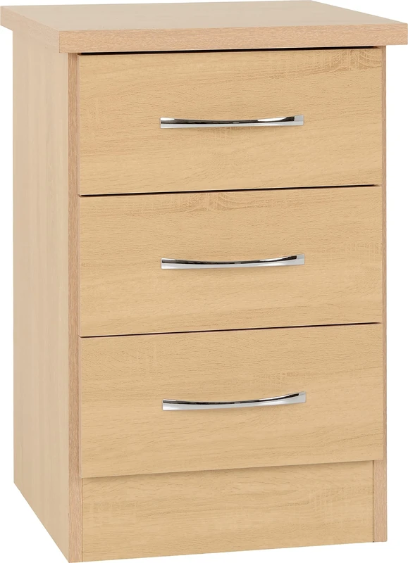 Seconique Nevada 3 Drawer Bedside in Sonoma Oak Effect