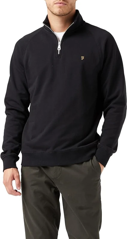 Farah Men's Jim 1/4 Zip Sweatshirt, Black