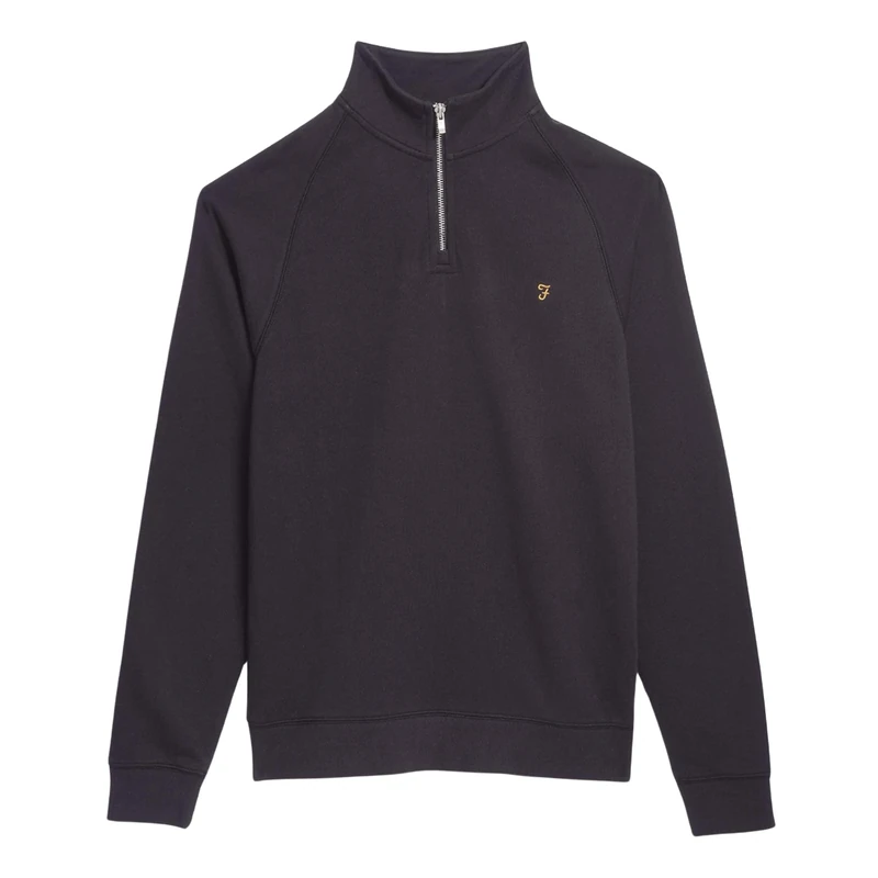 Farah Mens Jim 1/4 Zip Sweatshirt, Black, XL UK