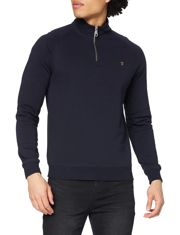 Farah Men's Jim 1/4 Zip Sweatshirt, Blue, S UK