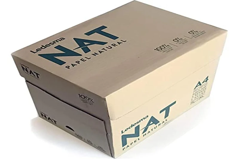 LEDESMA NAT: 100% Sugarcane Residue, Tree Free, compostable, Biodegradable. Laser Printing and Inkjet DIN A4-75 g/m2, Natural Colour. Box with 5 Packs of 500 Sheets: 2500 Sheets, Recyclable.