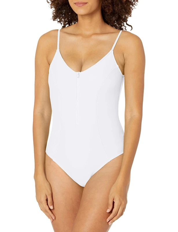 Body Glove Skylar Zip Front One Piece Swimsuit - Snow XL
