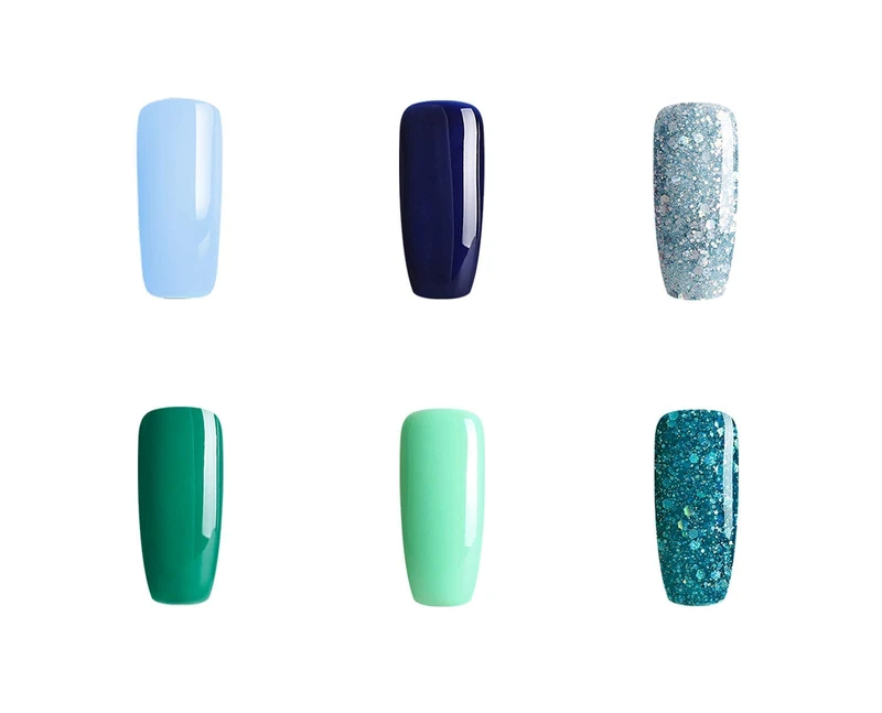 BLUESKY Gel Polish, Ocean Set, Blue, Green, Navy, Turquoise, Glitter (Requires Curing Under Uv/Led Lamp), 10 ml - Image 1