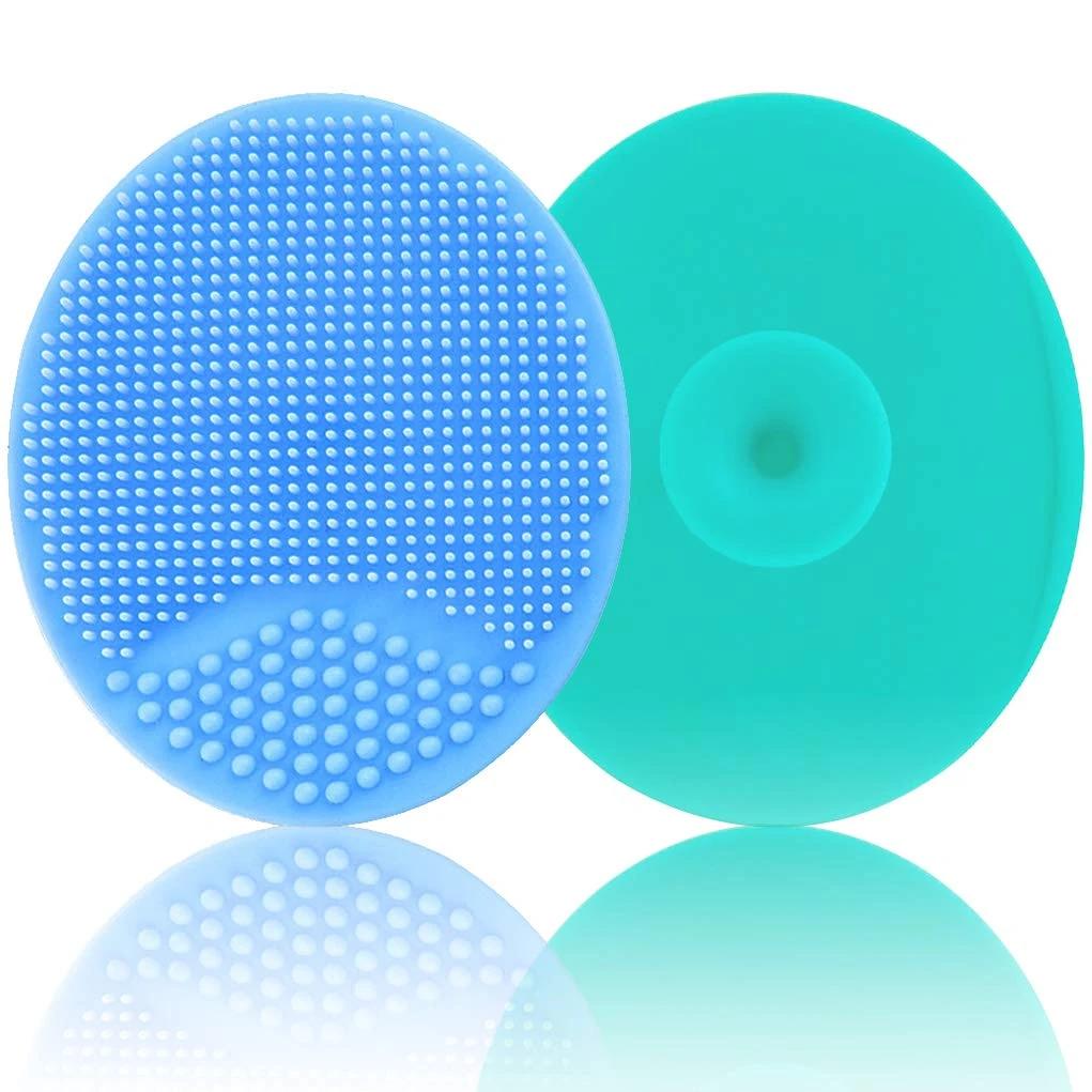 Baby Bath Brush, Baby Cradle Cap Brush, Silicone Massage Brush, Silicone Scrubbers Exfoliator Brush, Baby Skin Scrubbers Essential for Dry Skin, Cradle Cap and Eczema 2 Pack (Blue & Green)