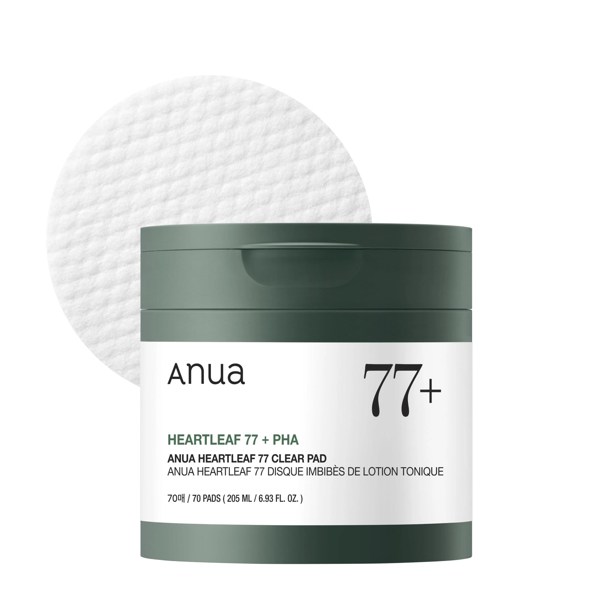 ANUA Heartleaf 77 Toner Pad, Mild Exfoliating Facial Pads for Glass Skin, Hydrating Pore Care for Sensitive Skin, Heartleaf Extract, PHA, Centella, Non comedogenic, Korean Skin Care, 70 Pads