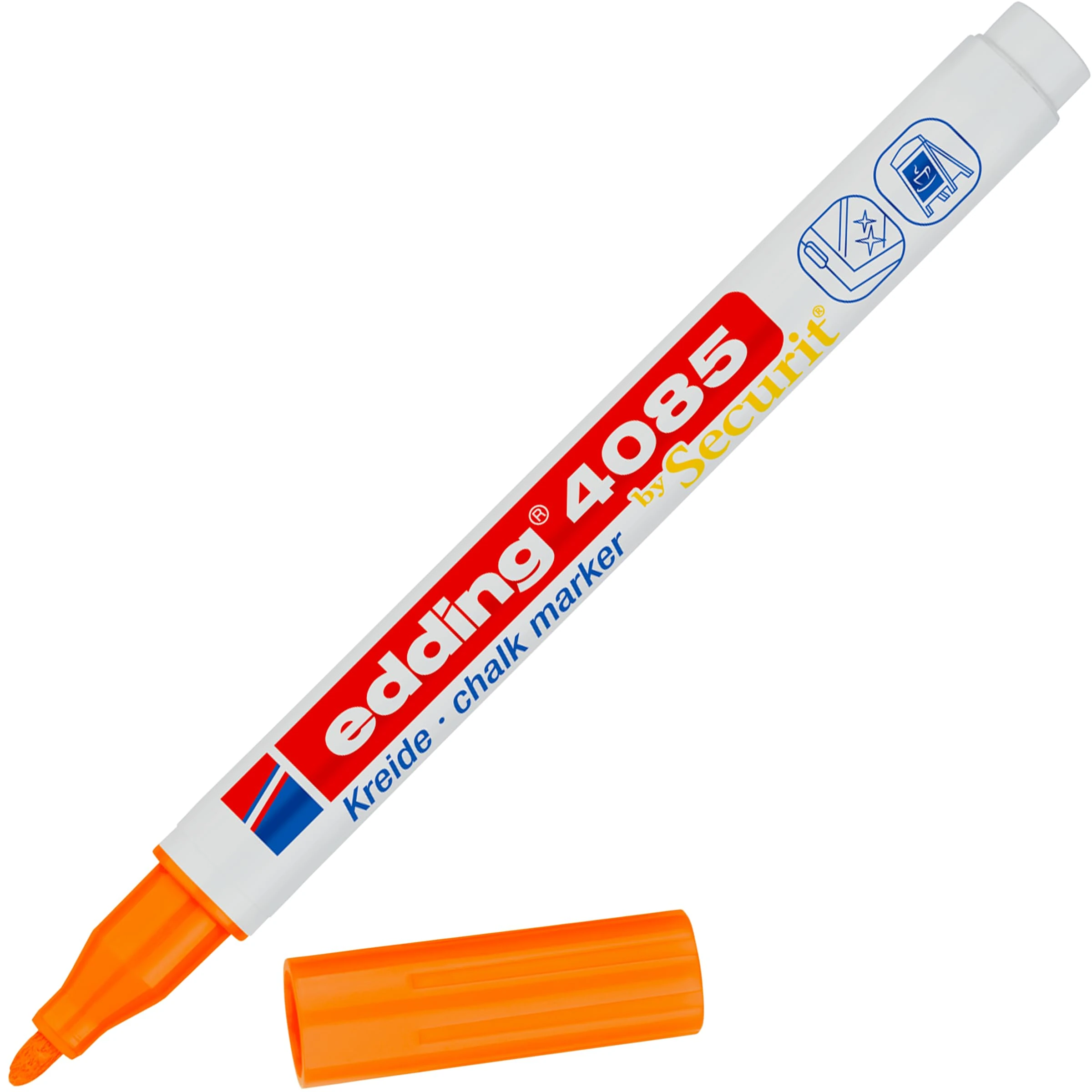 edding 4085 chalk marker - neon-orange - 1 chalk pen - round nib 1-2 mm - fine-nib wet wipe pen for chalkboards, windows, glass, mirrors - liquid chalk marker pens for opaque coverage