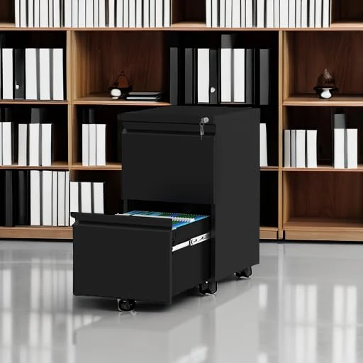 YITAHOME 2-Drawer Vertical File Cabinet with Lock, 20” Deep Mobile Metal Filing Cabinet for Legal/Letter Size, Pre-Built Office Storage File Cabinet Except Wheels Under Desk - Black