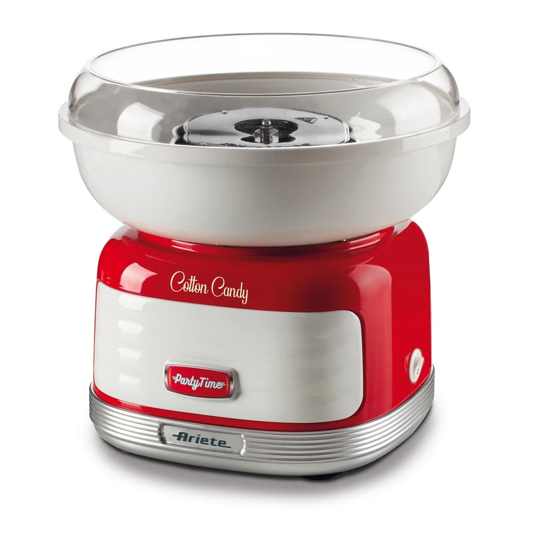 Ariete Party Time 2973 500W Candy Floss Maker for Crystal Sugar or Hard Caramel Candy Floss Maker with Dispenser and 4 Cones - Red