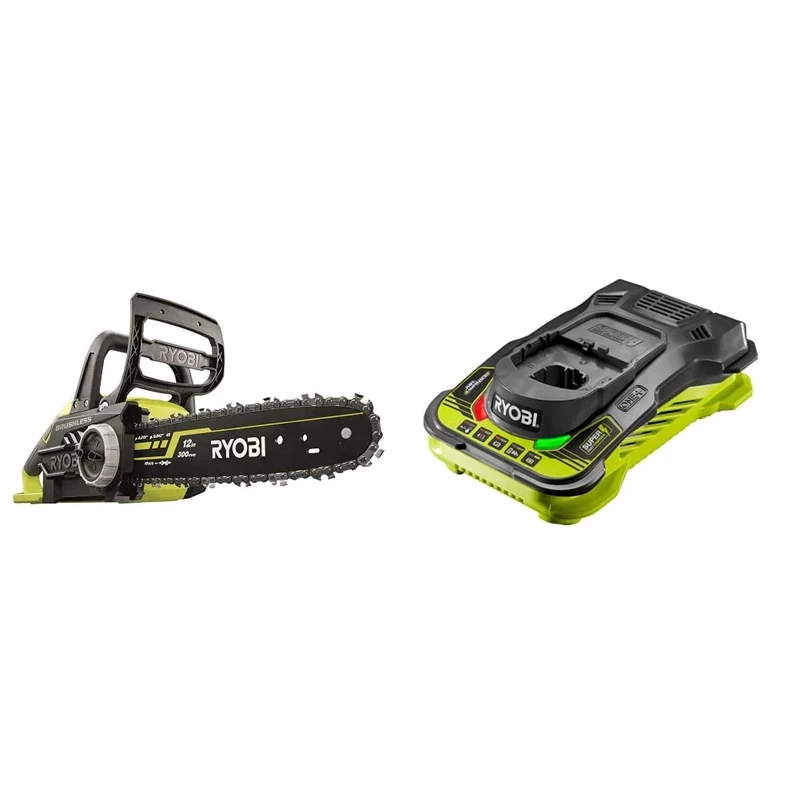 Ryobi OCS1830 18 V 30 cm Bar ONE+ Cordless Brushless Chain Saw & RC18150 18V ONE+ Cordless 5.0A Battery Charger