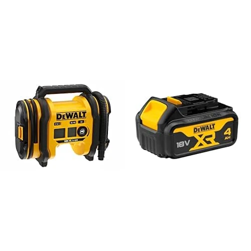Dewalt DCC018N-XJ Akku-Kompressor DCC 018 N 18 Volt Triple Source Inflator, Black/Yellow & 18V XR Lithium-Ion Battery