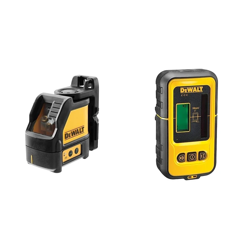 DEWALT 2-Way Self Levelling Cross Line Green Beam Laser with Carry Case DW088CG & Green Line Laser Detector Upto 50M Working Range DE0892G