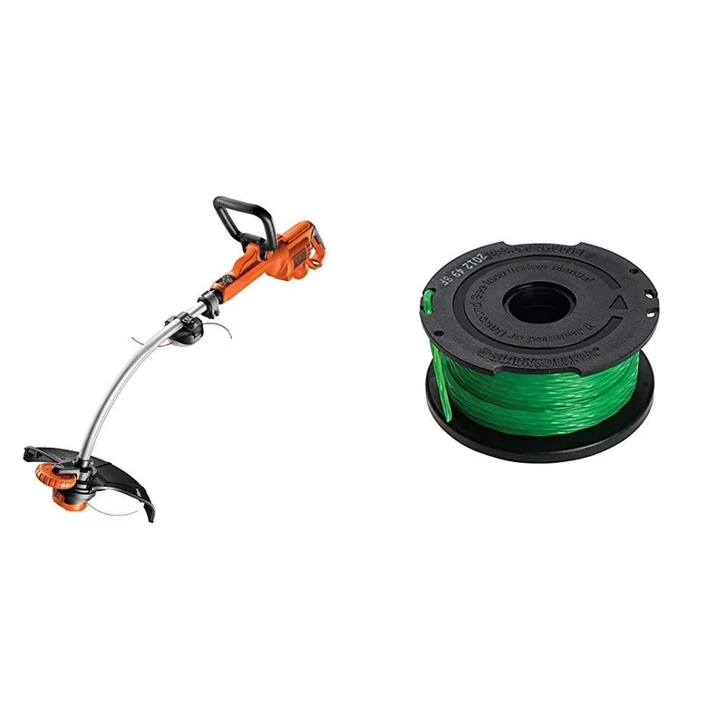 BLACK+DECKER Electric Strimmer Grass Trimmer 900 W 35 cm with Wheel Edge Guide and Adjustable Second Handle GL9035-GB & BLACK+DECKER A6482 AFS Spool Line for String Trimmers, 2 mm, Multi, 6 m