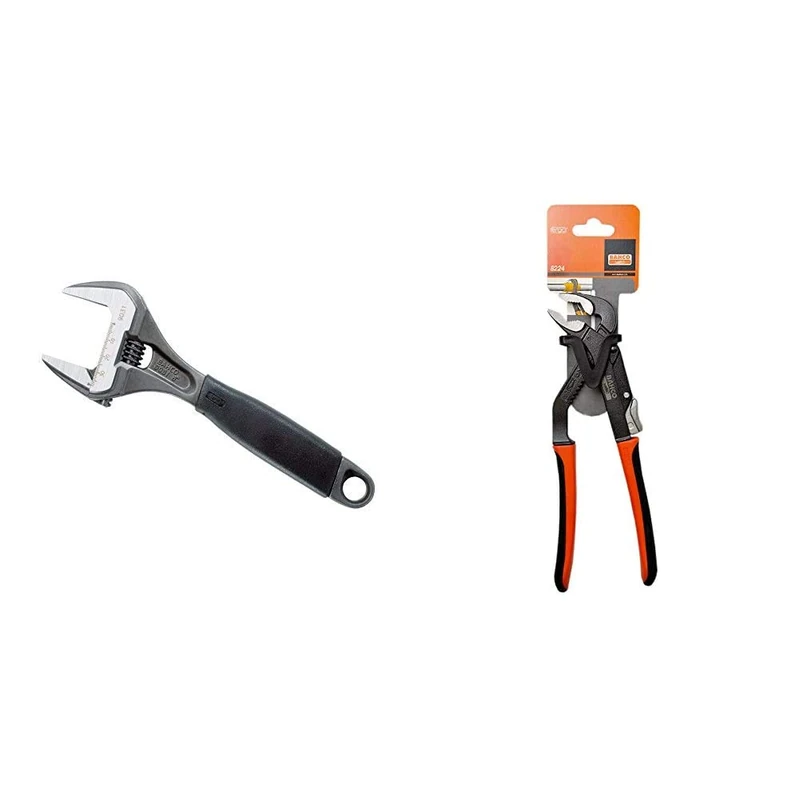 Bahco 9031 Adjustable Wrench, 200mm Length & 8224 Slip Joint Plier 250MM