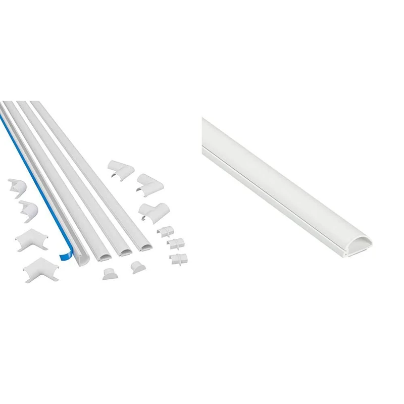 D-Line 2010KIT001 4-Meter Micro Trunking Multipack, White – 20mm (W) x 10mm (H) & Micro Cable Trunking Self-Adhesive Cable Covers Electrical Cable Tidy, 20mm (W) x 10mm (H) - 1 meter Length - White