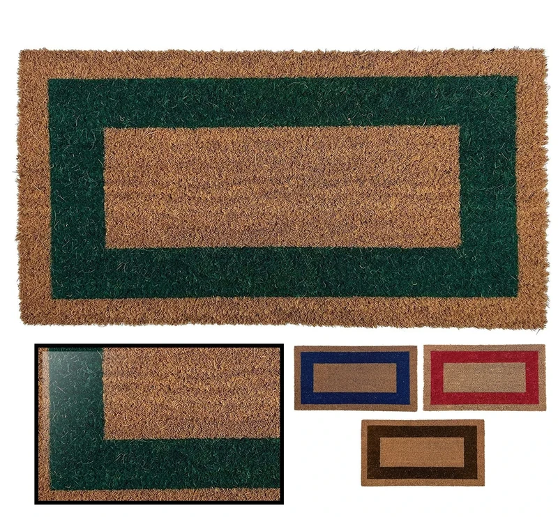 LucaHome – Entrance Mat – Natural Non-Slip Coconut Fibre Doormat – Original and Elegant – Outdoor and Indoor – Durable for Home, Office, Terrace and Garden (Green, 50 x 90 cm)