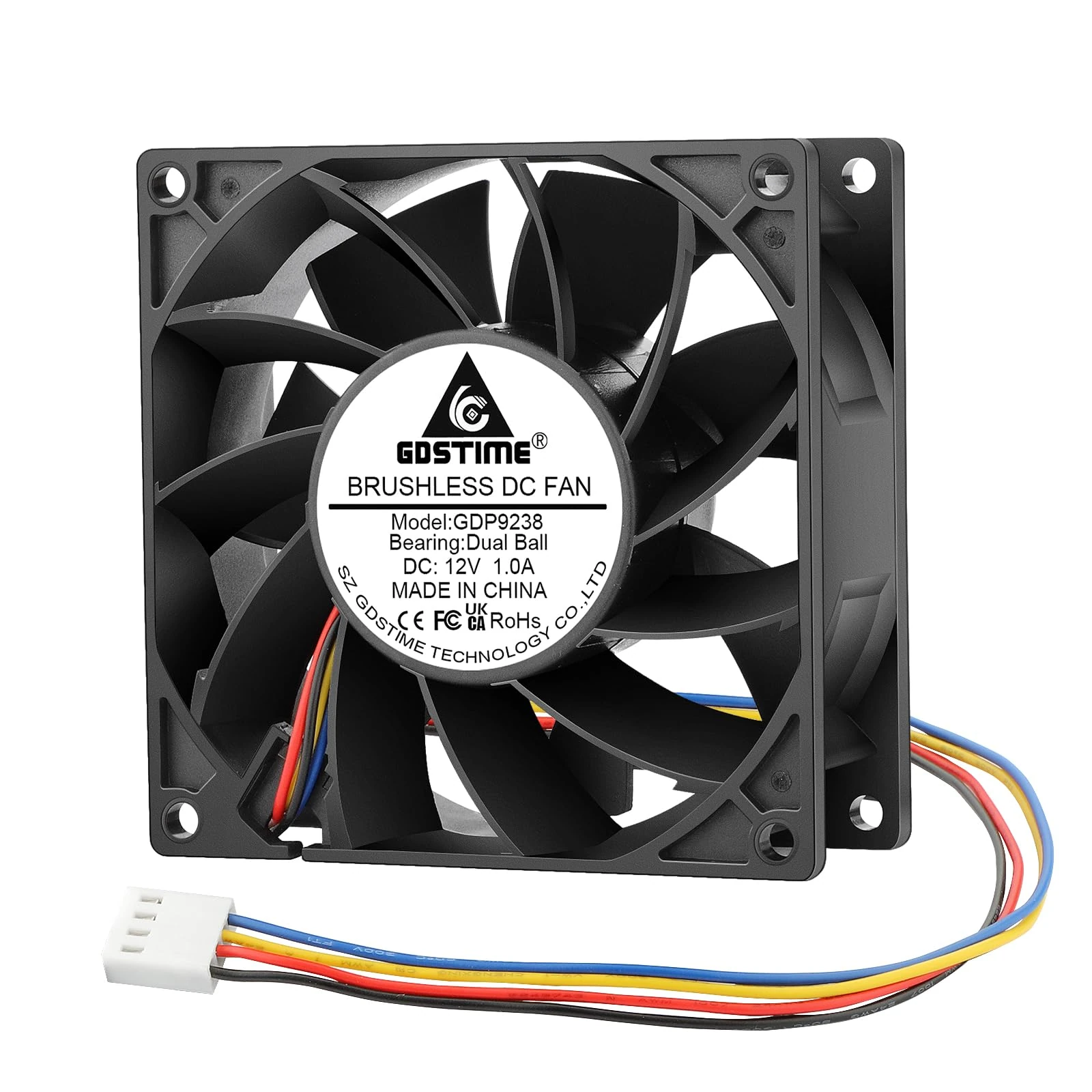 GDSTIME 92mm Server PWM Fan 4Pin 92 x 38mm 12V Cooling Fan 9238 Dual Ball Bearing Brushless Cooling 5000 RPM High Speed Case Cooler 103.4 CFM For Workstation PSU Server Inverter Chassis Cabinet Garage