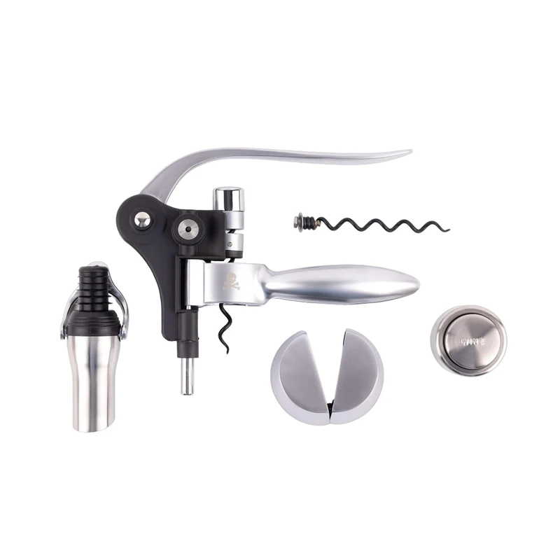 SCALPERS Home | Wine Corkscrew Kit | 5 Pieces Robust and Durable | Made with Stainless Steel and Zinc Alloy | Kitchen Utensils | Engraved Scalpers Logo - Image 1