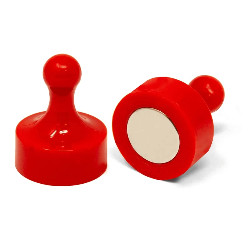 Red Jumbo Skittle Magnets for Fridge, Office, Whiteboard, Noticeboard, Filing Cabinet - 29mm dia x 38mm tall - Pack of 10 - Image 1