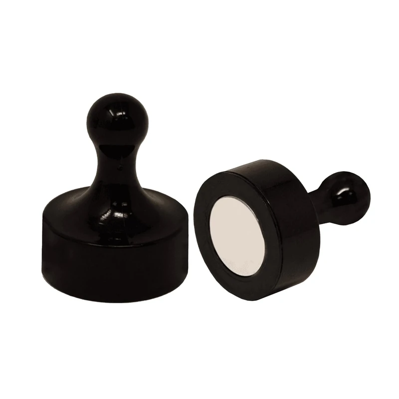 Black Jumbo Skittle Magnets for Fridge, Office, Whiteboard, Noticeboard, Filing Cabinet - 29mm dia x 38mm tall - Pack of 50