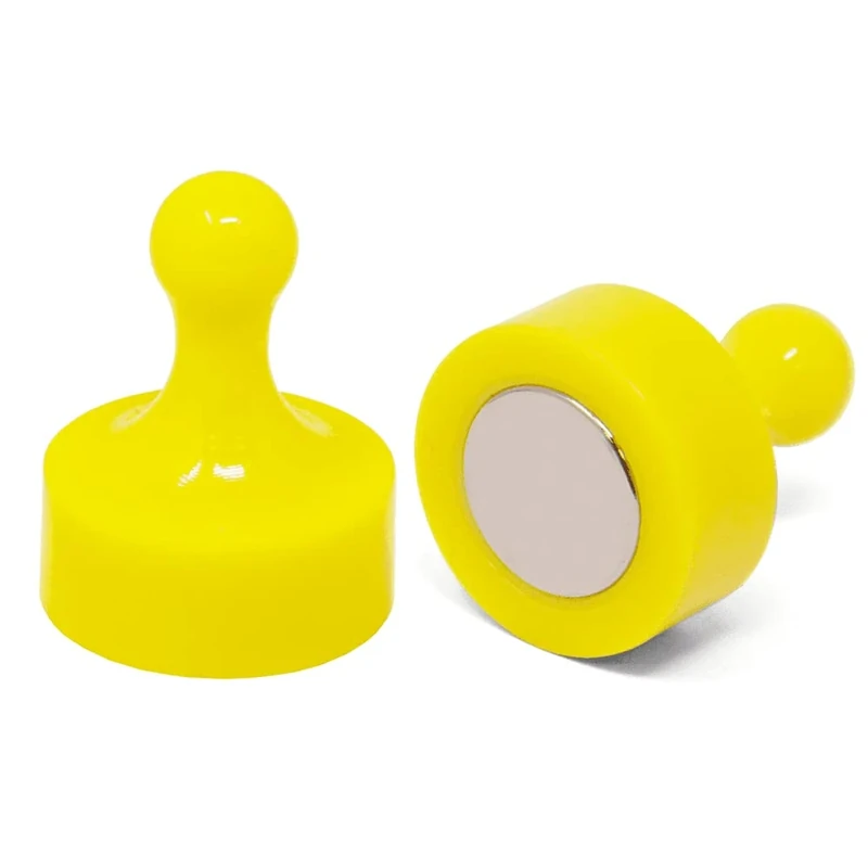 Yellow Jumbo Skittle Magnets for Fridge, Office, Whiteboard, Noticeboard, Filing Cabinet - 29mm dia x 38mm tall - Pack of 50