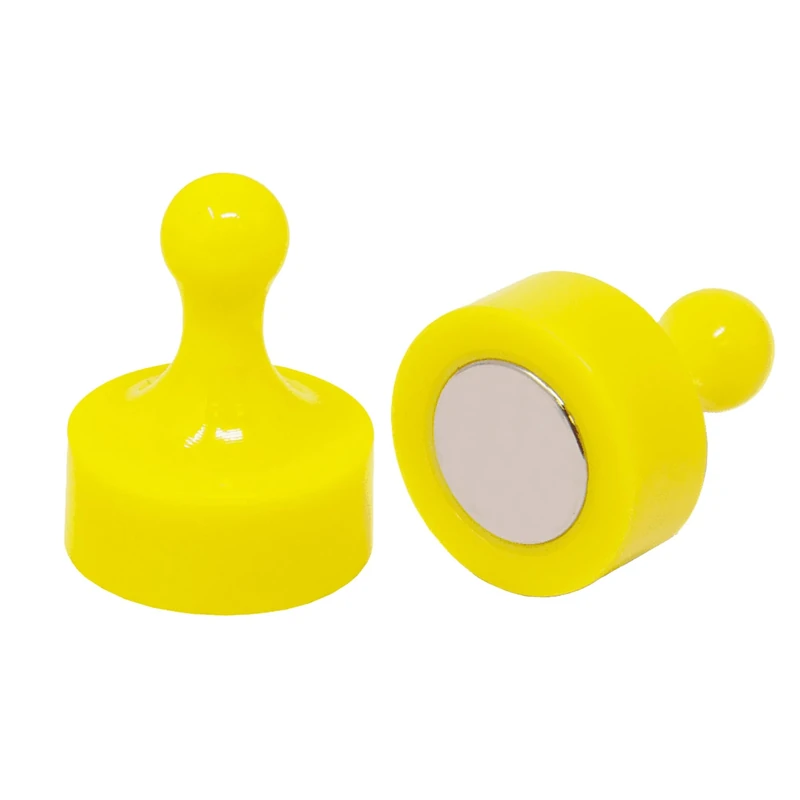 Yellow Jumbo Skittle Magnets for Fridge, Office, Whiteboard, Noticeboard, Filing Cabinet - 29mm dia x 38mm tall - Pack of 100