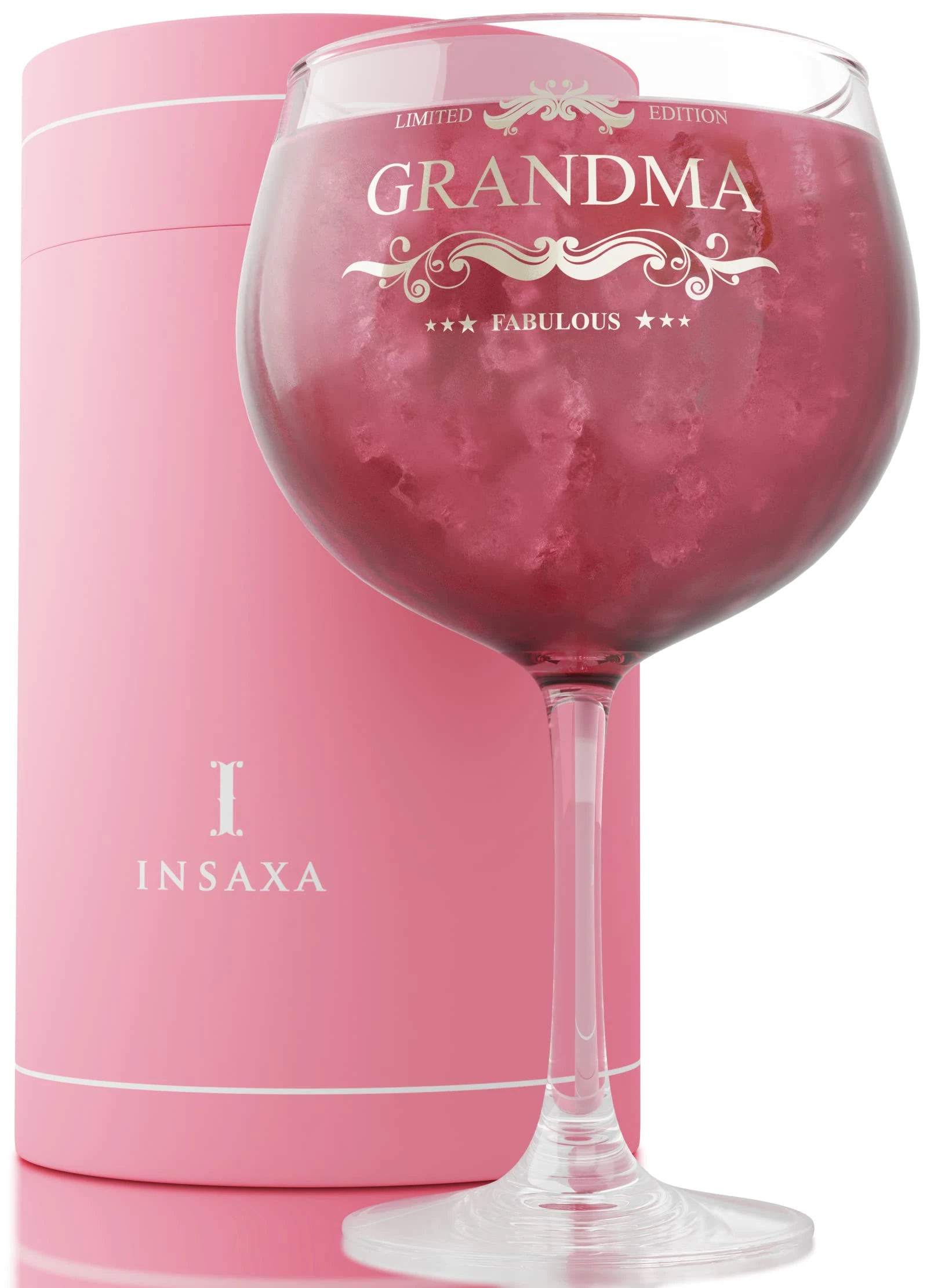 Insaxa Grandma Gifts Fabulous Grandma Large Gin Glass (730ML) Mothers Day Gifts for Grandma Presents for Christmas Gifts Mothers Day Gift