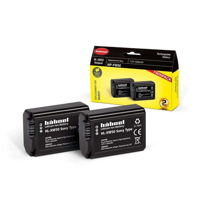 Hähnel - HL-XW50 Sony Type Twin Pack - Camera Accessories - Two Li-Ion Batteries