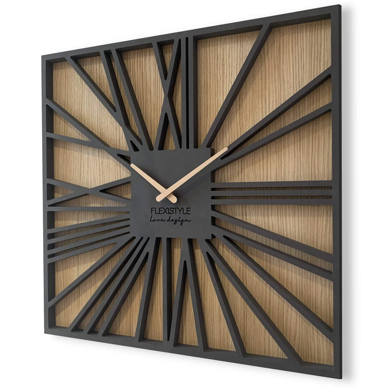 FLEXISTYLE Wall Clock, Engineered Wood, Black (Anthracite), 50 cm