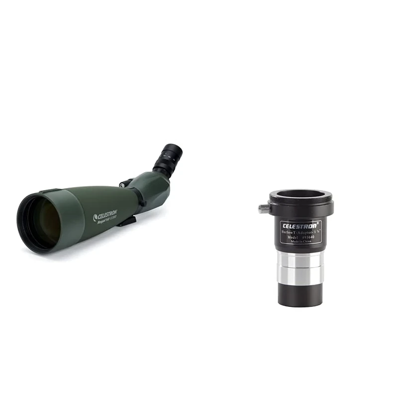 Celestron 52306 Regal M2 100ED Spotting Scope & 93640 1.25 Inch Universal Barlow and T-Adaptor, Silver/Black