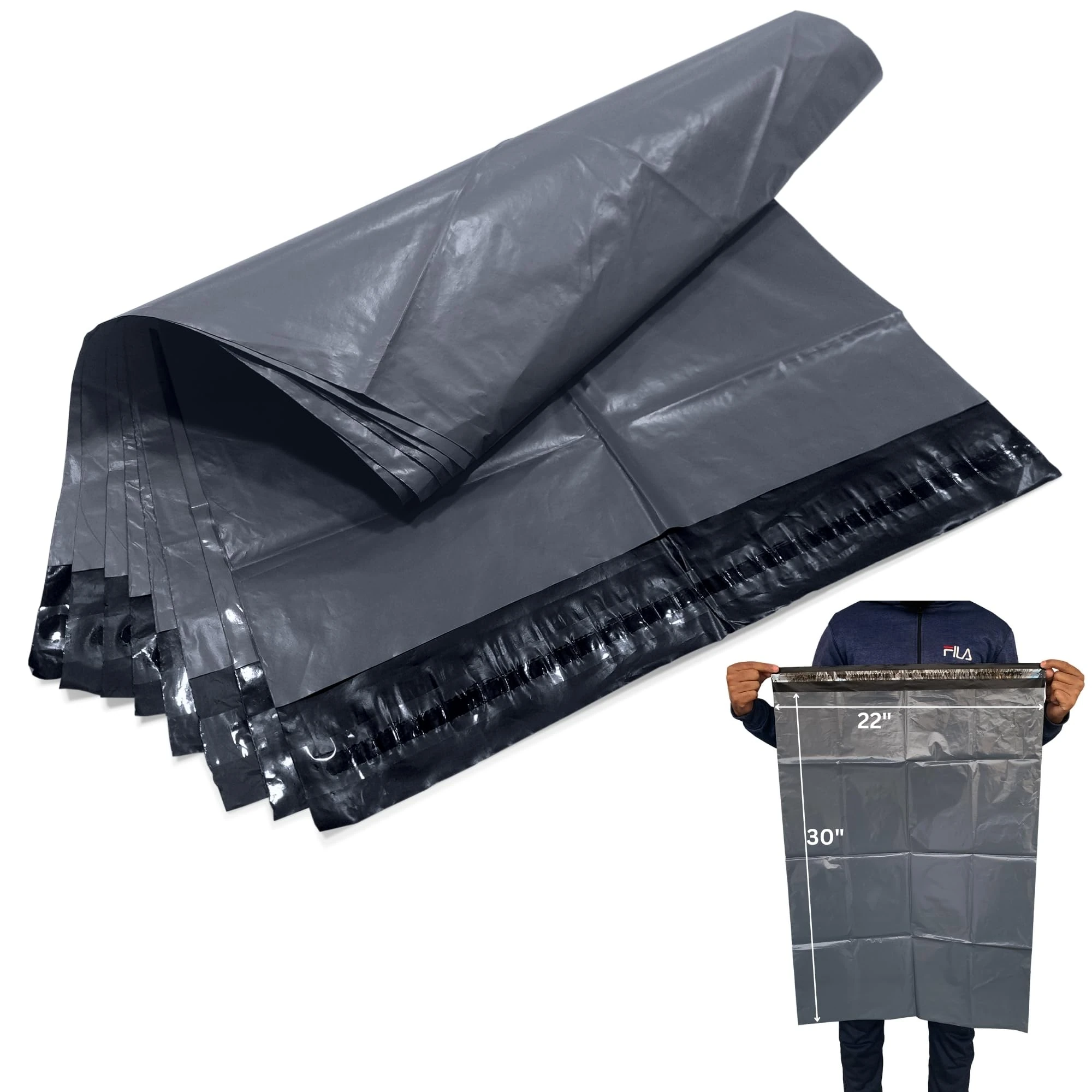 JeeJaan® 10 Pcs of Large Grey Postal Bags 22" x 30" - 560 x 762 mm Packing Bag Poly Mailer Plastic Courier Parcel Envelopes Packaging Shipping Bags Waterproof and Tear-Proof Postal Mailer Courier Bags