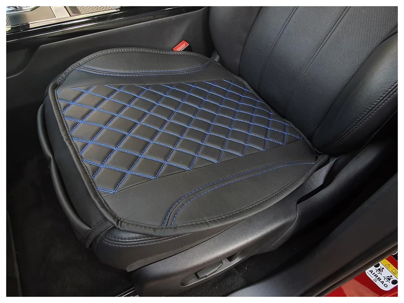 BREMER SITZBEZÜGE OT406 Faux Leather Seat Cover Compatible with Mazda 6 GJ/GL Seat Cushion in Faux Leather Black/Blue Stitching - Image 1