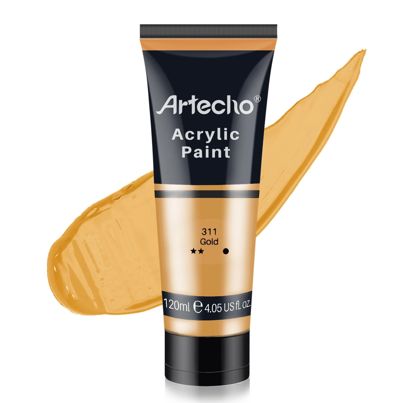 Artecho Professional Acrylic Paint, Gold (120ml / 4.05oz) Tubes, Art Craft Paints for Canvas Painting, Rock, Stone, Wood, Fabric, Art Supplies for Professional Artists, Adults