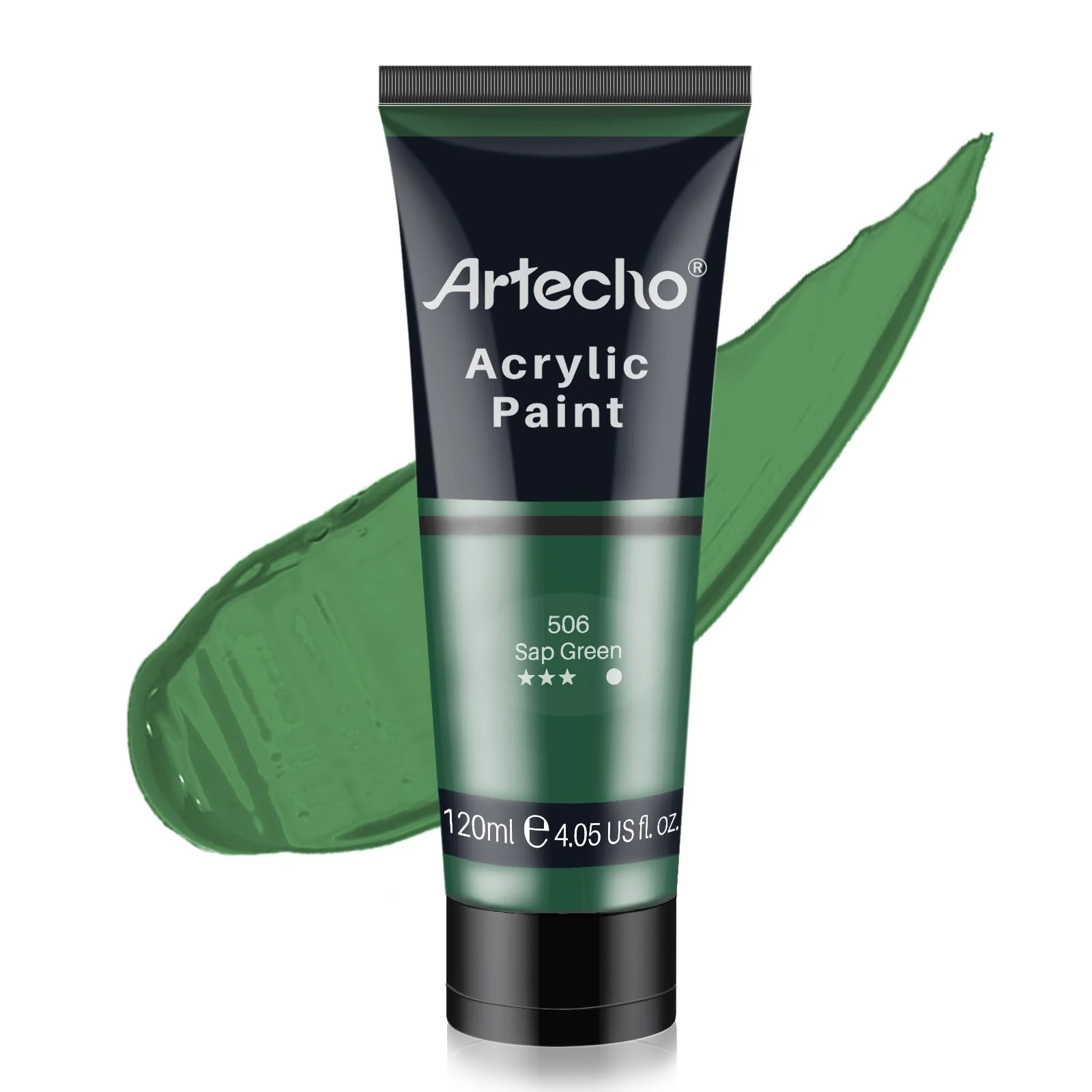 Artecho Green Acrylic Paint, Sap Green (120ml / 4.05oz) Tubes, Art Craft Paints for Canvas Painting, Rock, Stone, Wood, Fabric, Art Supplies for Professional Artists, Adults