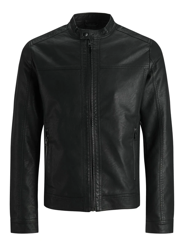 JACK & JONES Mens Warner Classic Faux Leather Jacket - Black - M