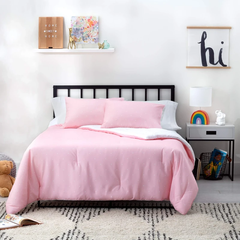 LINENSPA All-Season Reversible Designer Down Alternative Comforters - Hypoallergenic - Microfiber Fill - Machine Washable