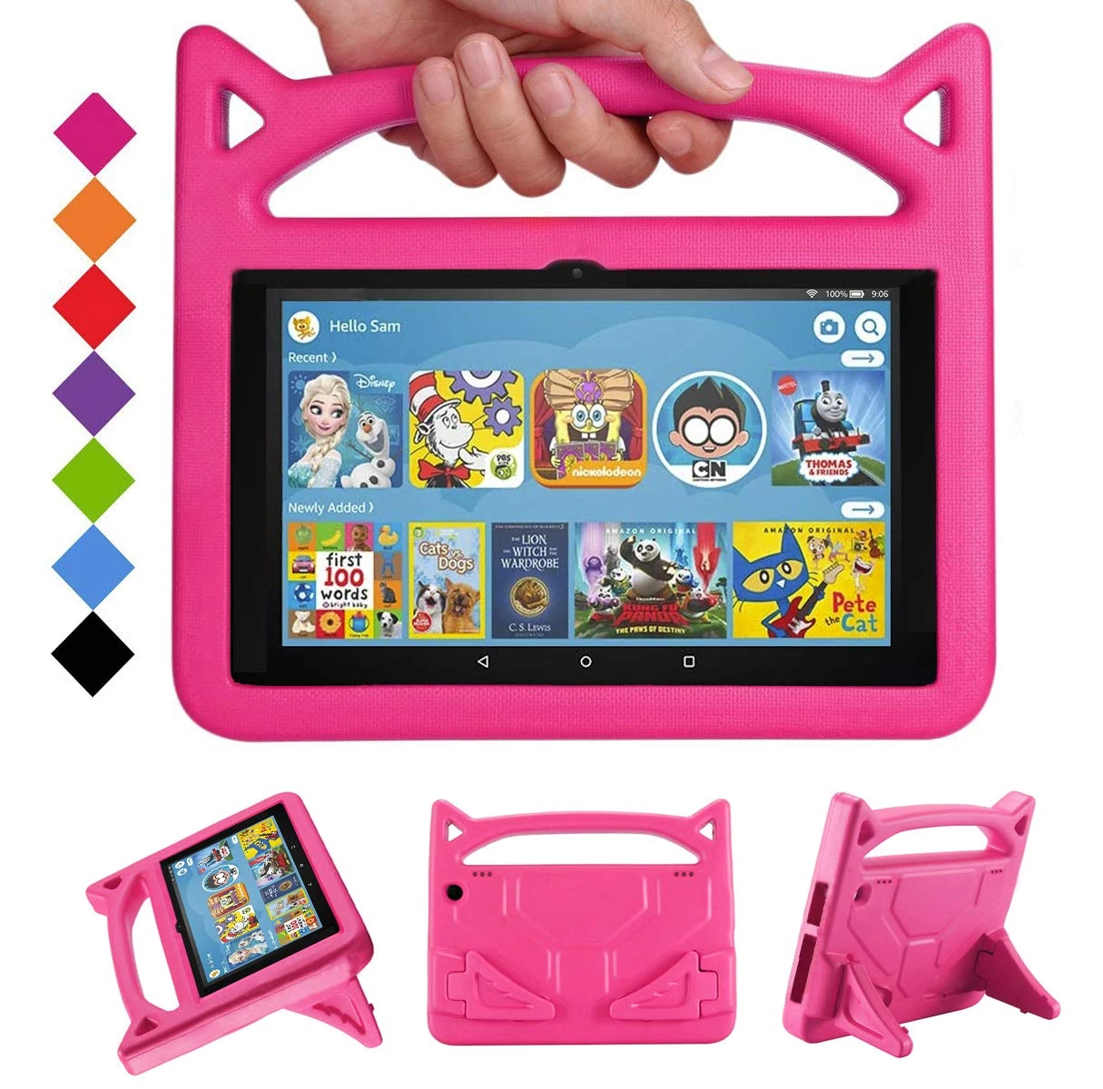 Fire HD 8 tablet Case,All-New Fire HD 8 Plus Tablet Case for Kids (12th/10th Generation,2024/2022/2020 Release),DJ&RPPQ Light Weight Shock Proof Handle Friendly Stand Kids Proof Protective Cover-Pink