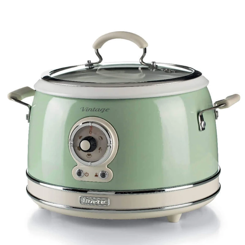 Ariete 2904, Rice Cooker, Slow Cooker, Steaming, Vintage Line, 3.5 L, Non-stick Ceramic Coating, 650 W, Green