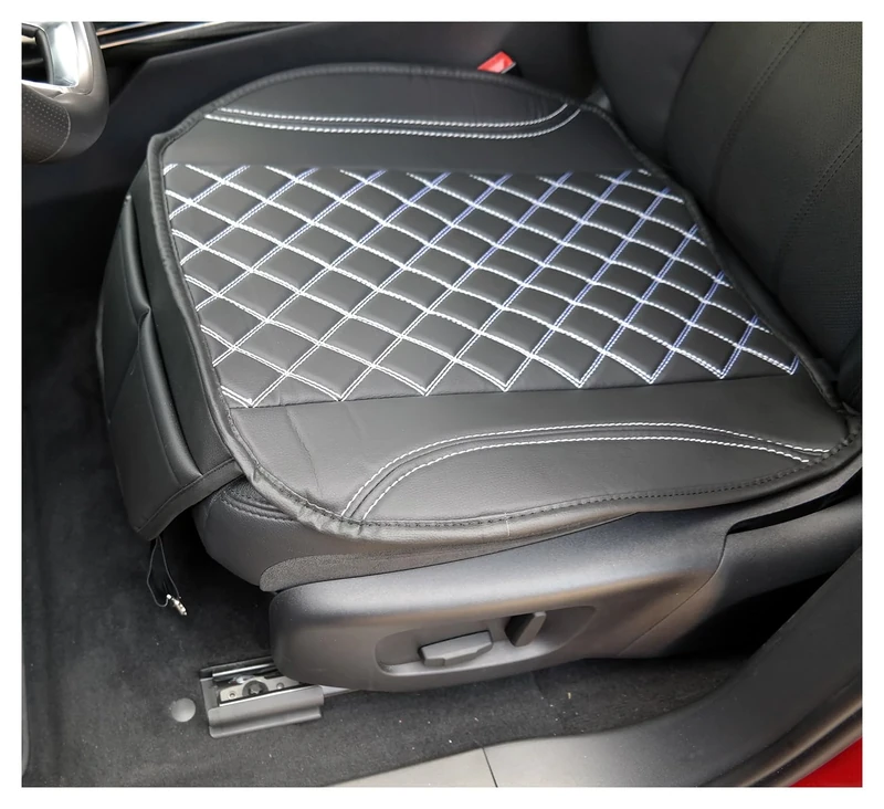 BREMER SITZBEZÜGE OT408 Faux Leather Seat Cover Compatible with Nissan NV200 / Evelia Seat Cushion in Faux Leather Black/White Stitching