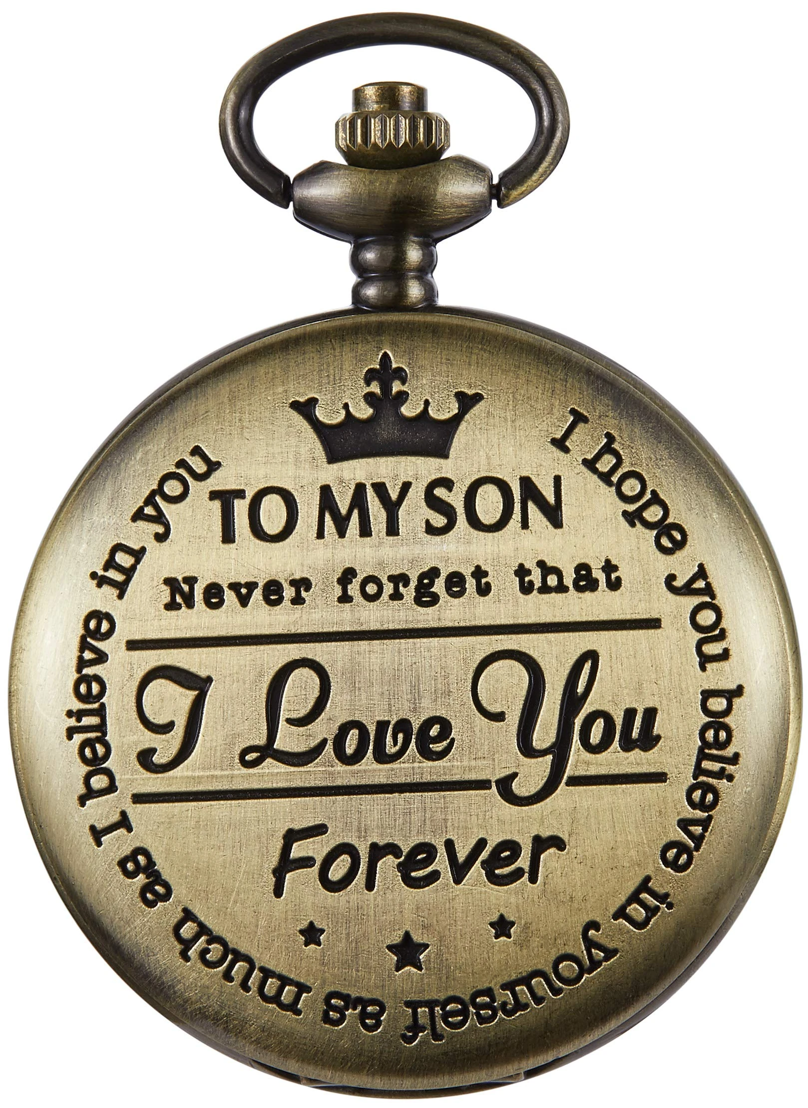 Tiong Men Quartz Pocket Watch Classic Vintage Pendant Watch “to My Son Watch Gift for Father Mother Son Necklace Watch with Chain Birthday Gift