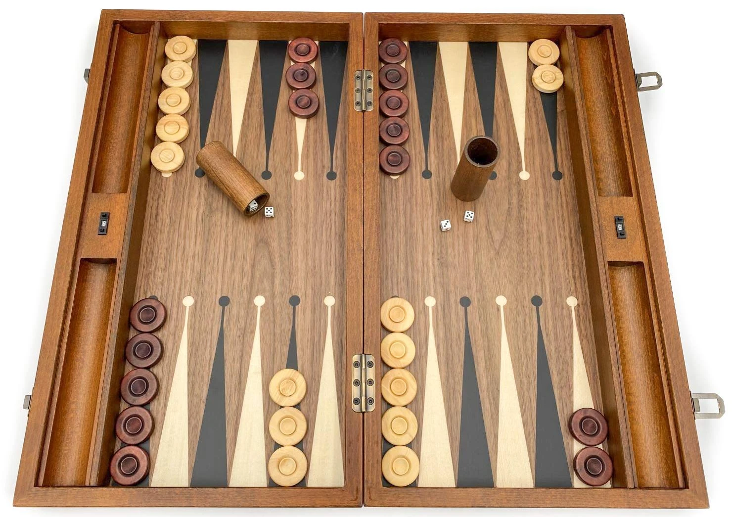 Melia Games Luxury Backgammon - Premium Tournament Backgammon Set - 52 x 60 cm - Hand-made Wooden Case with Leather Covering - Colour: Walnut (Walnut)