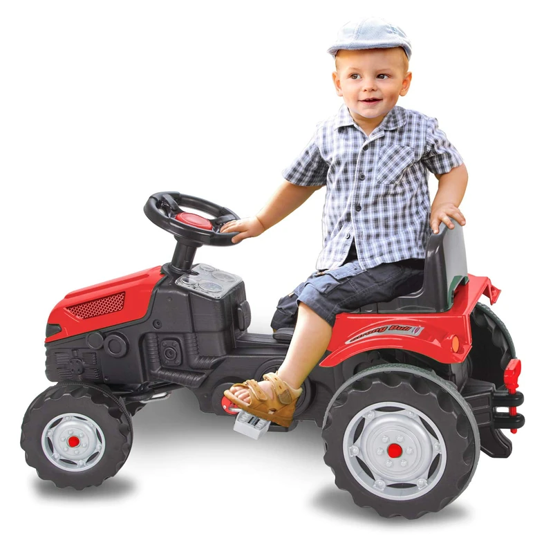 JAMARA 460796 Pedal Tractor Strong Bull - Tilt Protection, Drive by Pedals, Smooth Steering Wheel System, Adjustable Seat, Horn, Towing Hitch, Maximum Weight 60 kg