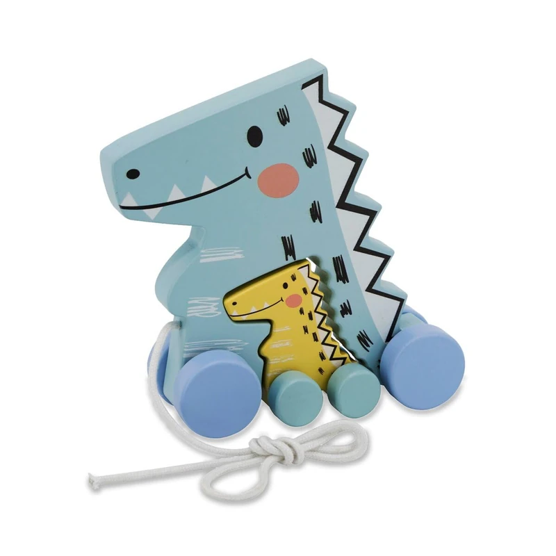 Jamara Kidiwood 460877 - Wooden Pull-Along Dinosaur Toy Set