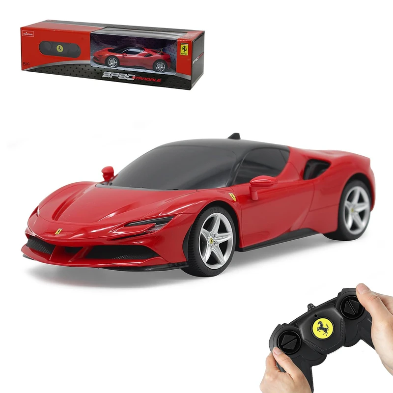 JAMARA 403124 - Ferrari SF90 Stradale 2.4 GHz 1:24 - officially licensed, up to 1 hour driving time at approx. 9 km/h, perfectly replicated details, workmanship