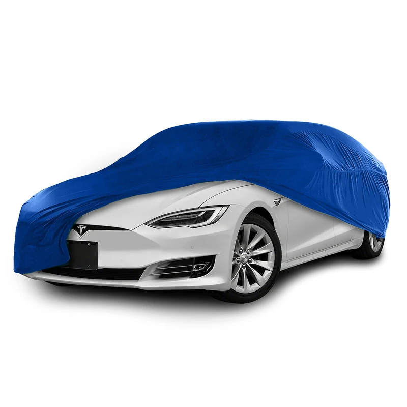 Cosmos - Indoor Car Cover compatible with main Large Saloon models, Elastic, Breathable and Dustproof Fabric, Soft Lining, Snug Fit, Blue