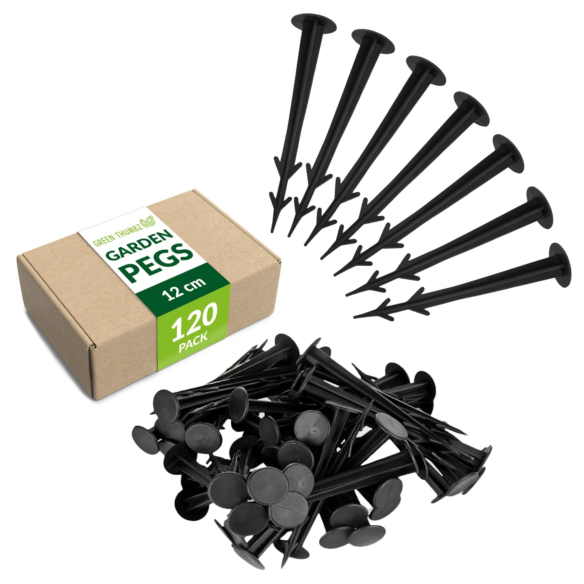 Green Thumbz Weed Membrane Pegs - Pack of 120 Garden Pegs for Membrane (12cm) - Anti-Pull Garden Membrane Pegs for Garden Netting - Securing Ground Pegs for Weed Control Fabric