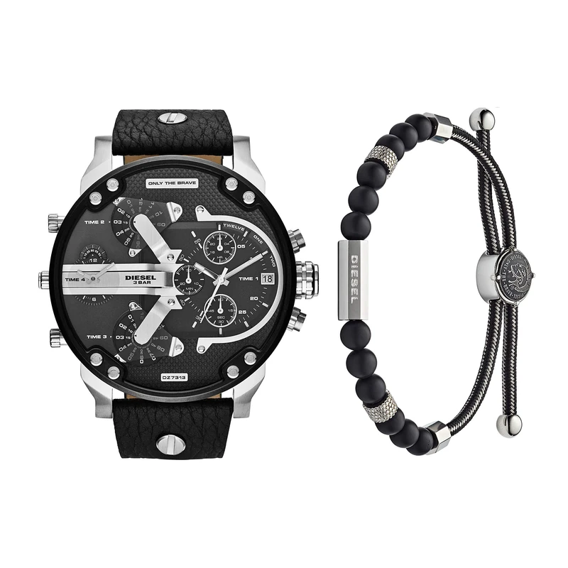 Diesel Men's Analog Quartz Watch with Leather Strap DZ7313 Men's Bracelet with Strap DX1151040